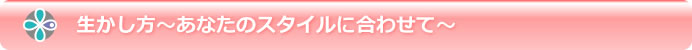 生かし方～あなたのスタイルに合わせて～